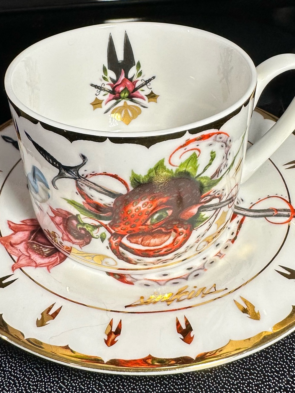 Limited Edition Greg Craola Simkins Strawctopus Bone China Cup & Saucer